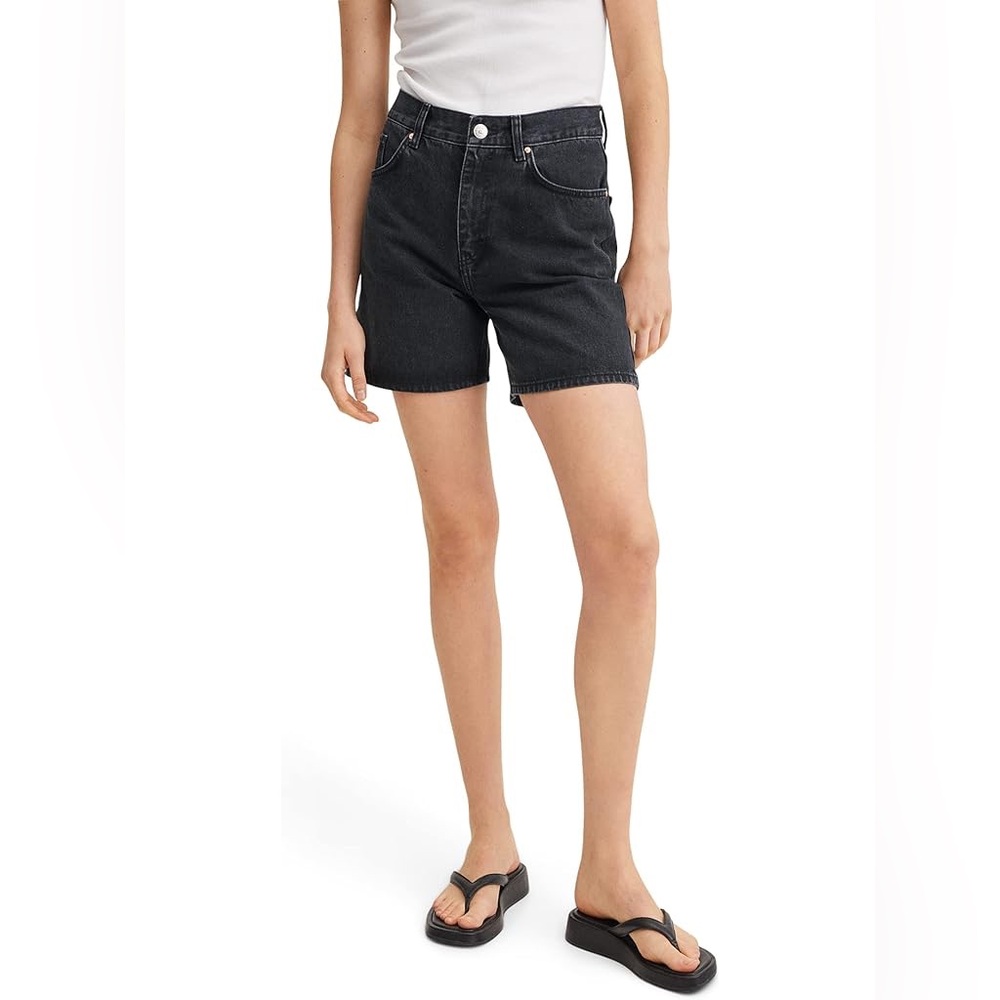 Mango Zaida straight denim black shorts
